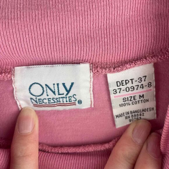 Vintage Only Necessities Pink 100% Cotton Mock Neck Long Sleeve Shirt Size M - Picture 4 of 9
